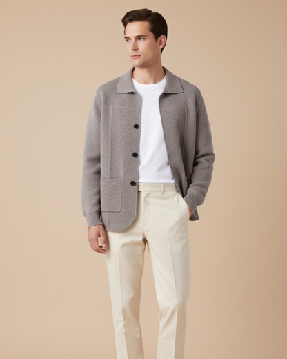 Button-Up Knit Overshirt with Structured Silhouette and Refined Finish | Callen