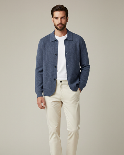 Button-Up Knit Overshirt with Structured Silhouette and Refined Finish | Callen