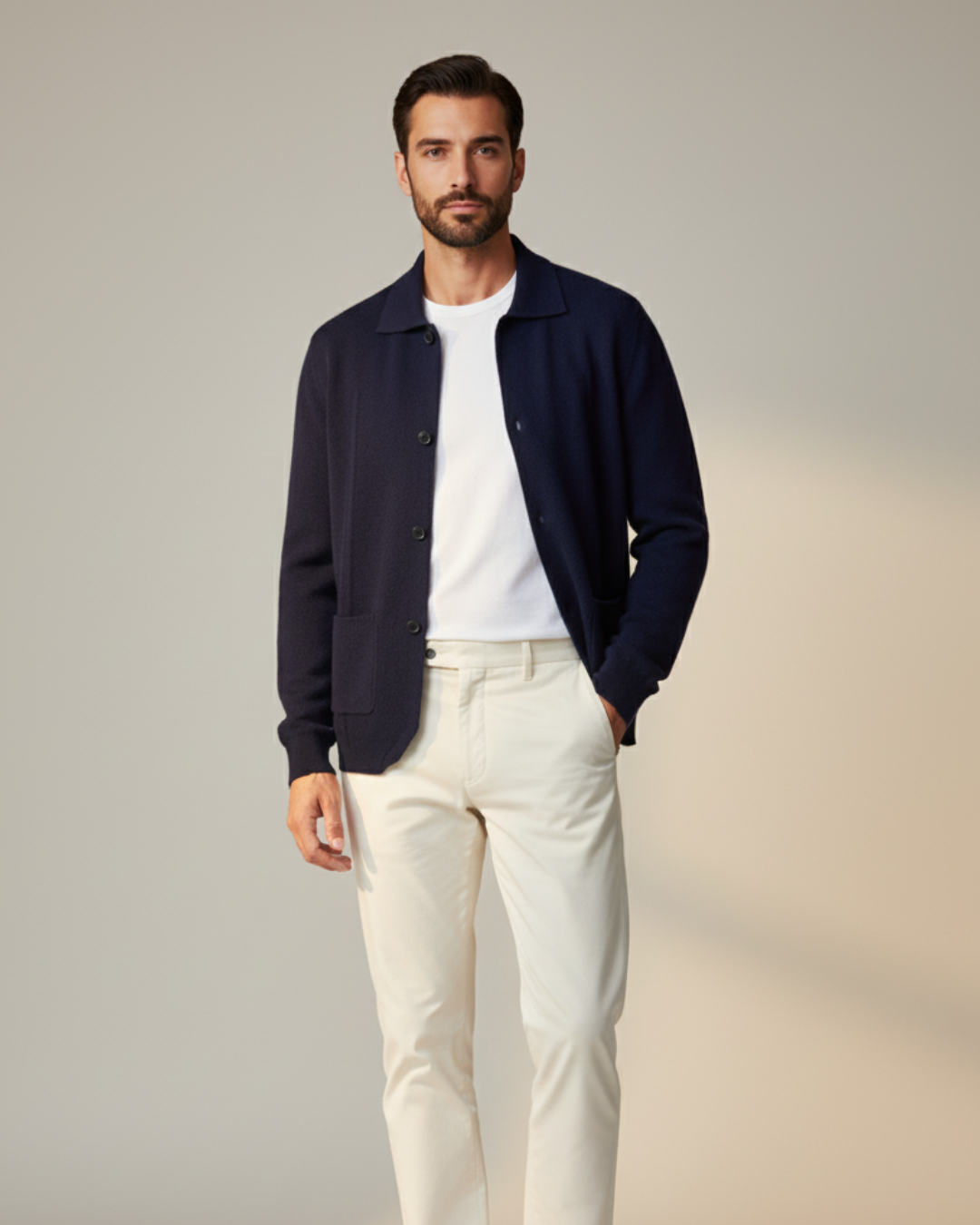 Button-Up Knit Overshirt with Structured Silhouette and Refined Finish | Callen