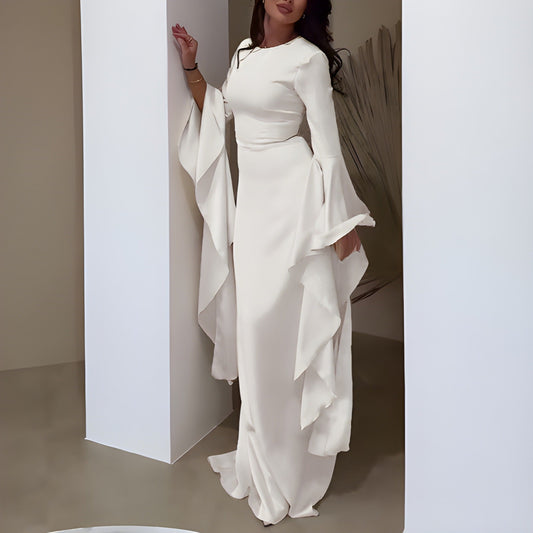 Long sleeve draped maxi dress refined evening silhouette | Seraphine